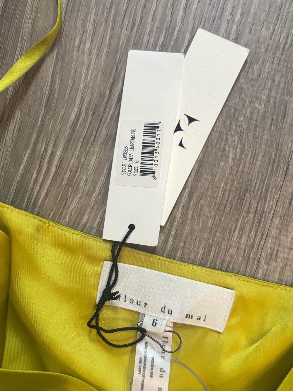Fleur du Mal Chartreuse 100% Silk Handkerchief Midi Dress NWT - Picture 6 of 6